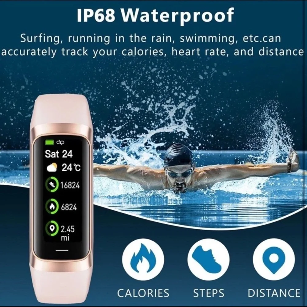 Fitness Tracker with 24/7 Heart Rate, Blood Oxygen Blood Pressure Sleep Monitor